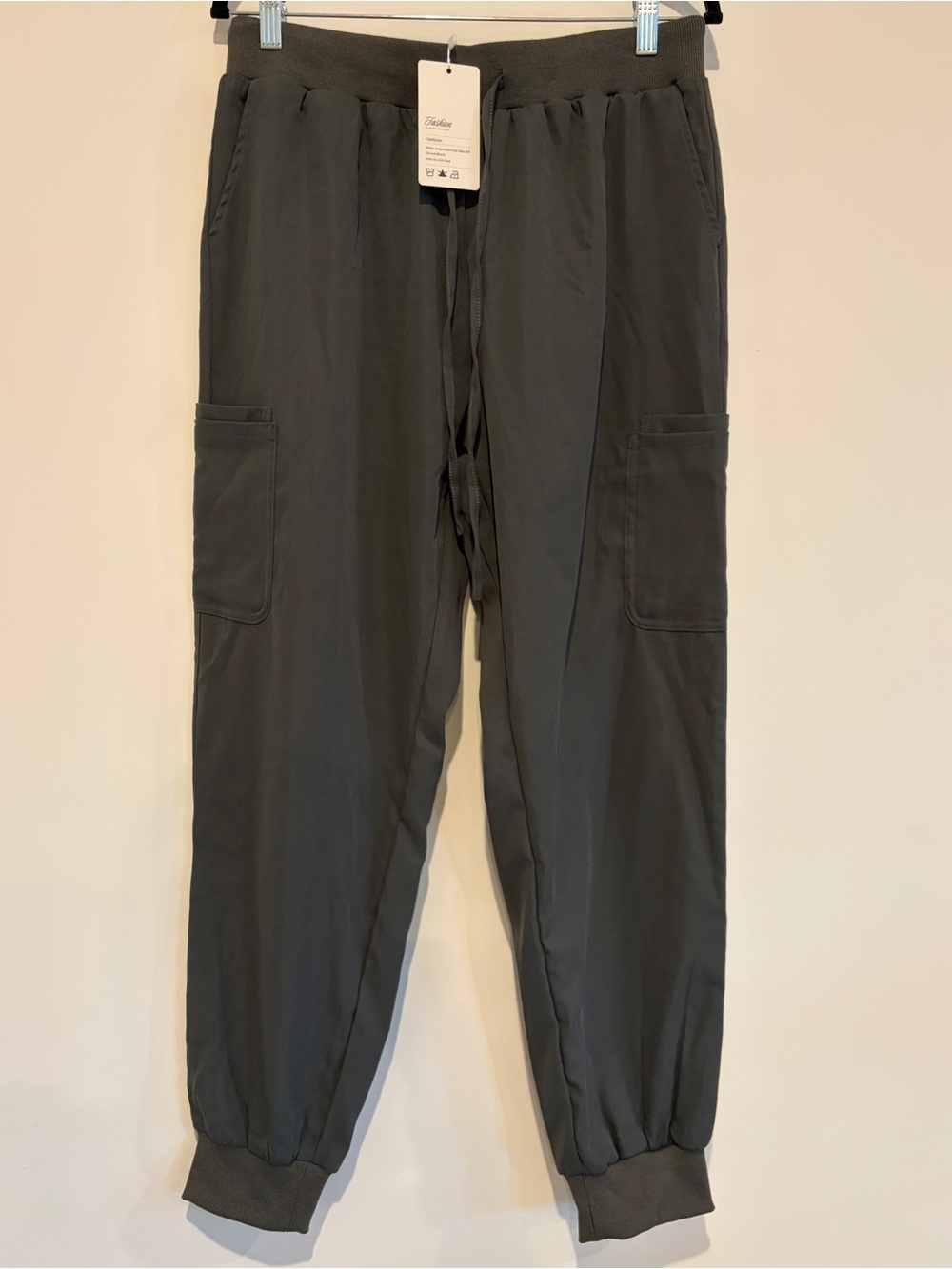 NWT Velvelhall L Charcoal Dark Gray High Waisted Pocket Lounge Cargo Joggers